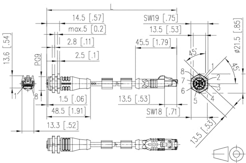 Metz Connect 142M2X25050 M12 kabel sieciowy, kabel krosowy CAT 6a S/FTP 5,00 m zielony płaszcz PUR, kwas