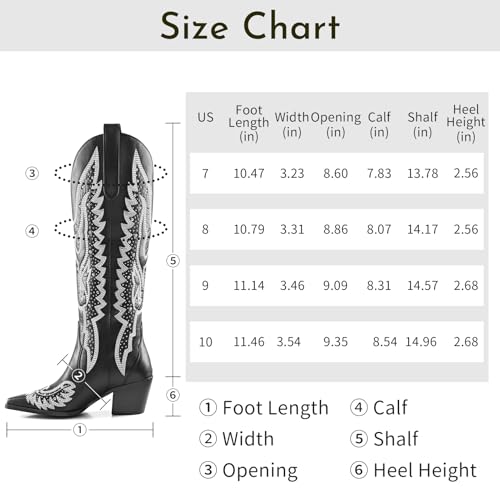 ADAMUMU Womens Wide Calf Cowboy Boots Classic Western-Style Cowboys Boots for Women Pointed Toe Womens Cowgirl Boots with Chunky Heel Non-Slip Sole for Adding Timeless Elegance to Your Wardrobe4