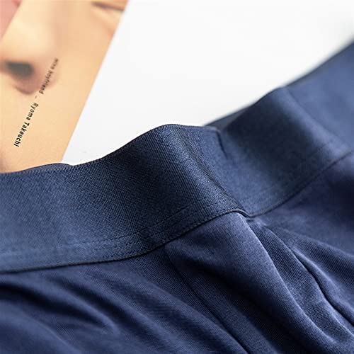 100% Mulberry Silk Mens Underwear Ultra-Thin Mid Rise Boxer Briefs Quick-Drying Comfy Silk Boxers for Men (Color : Navy Blue, Size : L/Large)3