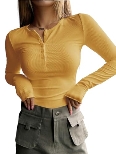 Image of Casual Regular Sleeves Solid Women Tops Henley Neck Top
