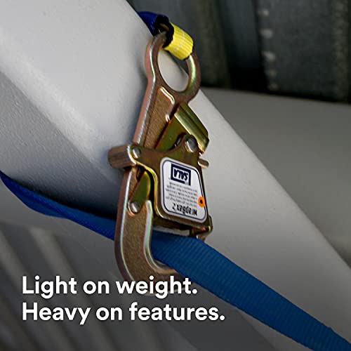 Image of 3M DBI-SALA Nano-Lok 3101374 Tie Back Self Retracting Lifeline, 9', 3 /4 inch Dynema Polyester Web, Tie-Back Hook, Quick Connector For Harness Mounting, Blue