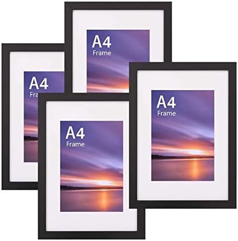 A3 Frame Wooden Picture Frames 11.7x16.5 Inch (29.7x42 cm), Acrylic (Non-Glass) A3 Black Poster Frame with Mount for A3/A4 Print Certificate, Photo Frames with Plexiglass for Wall Mount