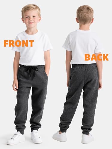 4 Pack Boys Sweatpants Cotton Fleece Lined Boys Athletic Joggers, Active Sweat Pants with Pockets Drawstring for Kids Youth4