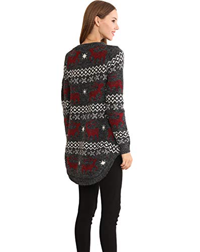 Damen Weihnachtspullover mit Rentier- und Schneeflockenmotiven