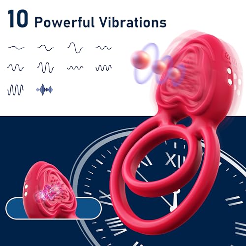 Image of Vibrating Cock Ring Male Sex Toy, 3 in 1 Penis Ring Vibrator with 10 Vibrations, Male Masturbator Sex Toys for Couples with Remote Control for Clitoral Stimulator, Silicone Sex Machine Adult Toy