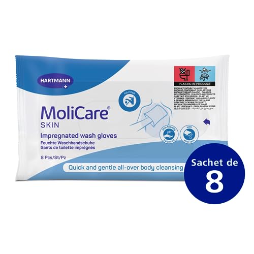 MoliCare Skin Feuchte Waschhandschuhe: Zur praktischen und schonenden Ganzkörperreinigung, 8 Stück