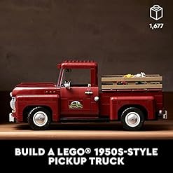 Alternative view of LEGO Icons Pickup Truck 10290 Building Set for Adults, Vintage 1950s Model with Seasonal Display Accessories, Creative Activity, Collector's Gift Idea
