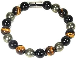 Auras by Osiris Triple Protection Bracelet - Black Tourmaline- Tiger Eye - Pyrite - Luxury Jewelry - Durable B