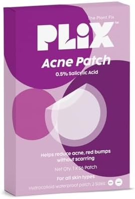 PLIX - THE PLANT FIX Acne Patch Transparent, Waterproof with 0.5% Salicylic Acid | Ultra-thin with 100% Hydrocolloid | For Pimple Skin | 2 Sizes |36 patches