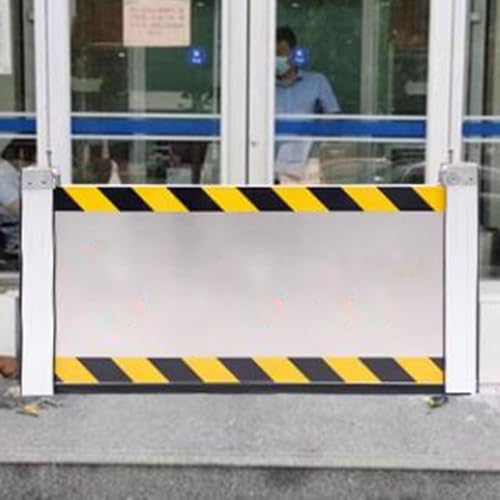FKTHYO Stainless Steel Flood Barrier Threshold Kit, 40-200cm Reusable Flood Defence Baffle with Waterproof Sealing, Reflective Warning Tape for Doors, Garages, and Driveways,W 40cm/15.7in