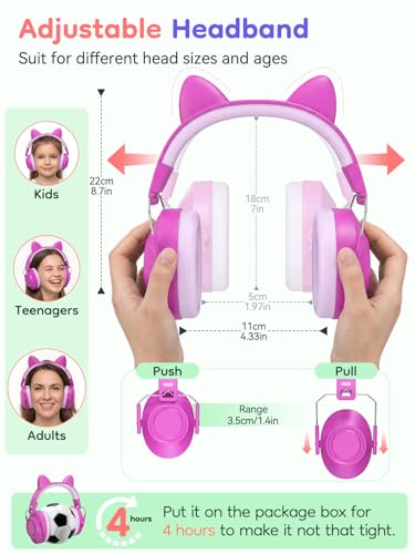 Image of Dr.meter Kids Hearing Protection Earmuffs: 32dB SNR Noise Cancelling Headphones for Kids, Adjustable Ear Muffs for Noise Reduction in Autism Sensory, Fireworks, Concert w /Fun Stickers Rose