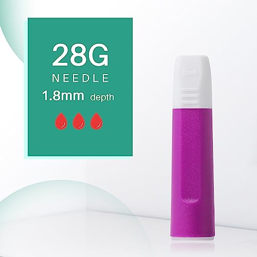 Safety Lancets Single-Use 100 Count Sterile 28 Gauge Needle 1.8 mm Pressure Activated Gentle for Comfortable Testing No Lancing Device Needed