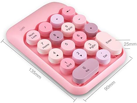 Onlywe 2.4G Wireless Number Pad,Portable Cute 18-Round Key Keypad Financial Accounting Numeric Keypad Keyboard for Laptop,PC,Desktop,Notebook,etc with USB Receiver(Pink Keypad only)