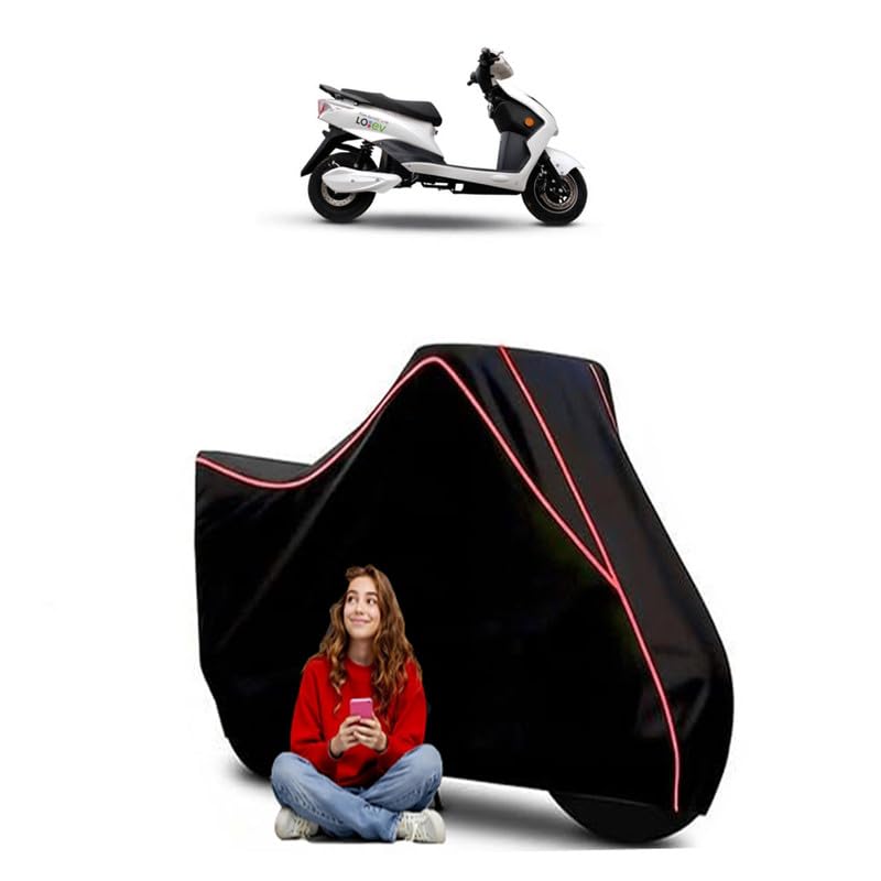 Image of Battre Mobility LoEV Scooty Bike Cover Water Resistant Outdoor Use Universal Fit Scooters Motorcycles Heavy Duty UV Protection Dust Rain Scratch Resistant Elastic Bottom Black Blue Piping
