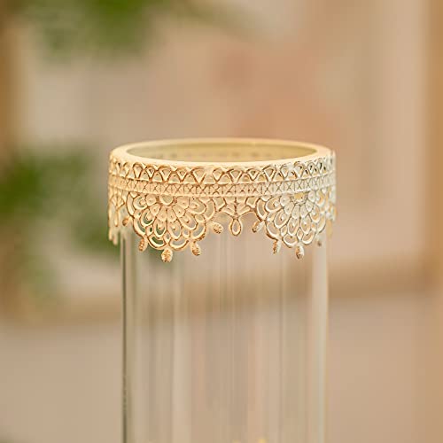 Romadedi Candle Holder Set Of 2 Decorative: Beige Vintage Bohemian Hurricane Candle Holders For Elegant Home Decor Entryway Coffee Table Decoration Ivory #TOP3