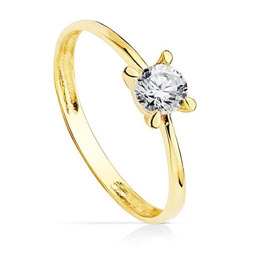 Solitario de Compromiso Mujer Oro Amarillo 18 kilates Anillo Joya Vicenza