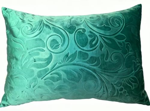TangDepot Embossed Velvet Throw Pillow Cover-(12" x 24", C42 Bright Green)