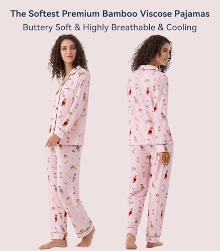 Image of WiWi Viscose from Bamboo Women's Pajamas Set Super Soft Button Down Top and Pants Sleepwear Cooling Pjs S-3X