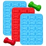 3 Pack Dog Bone Silicone Mold, Bone Shaped Molds for Homemade Dog Treats, Chocolate, Gummies, Candy, Frozen Snacks, Ice Cubes, Soap, Fondant & Pet Party Treats (Dog Bone Mold)