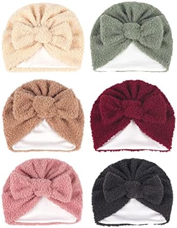 ZURLEFY 6 PCS Toddler Winter Hat for Bonnet, Warm Baby Girl Hats 6-12 Months, Newborn Boy Hat for Toddler Infant Caps (17-9)