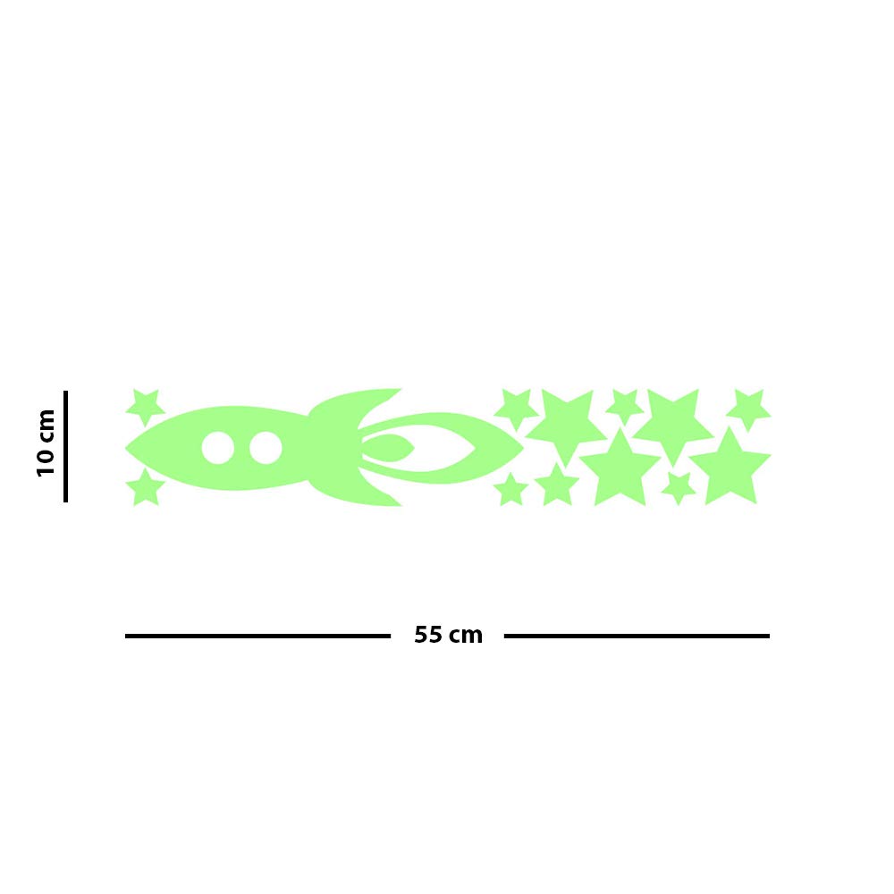 Glow in The Dark Wall Sticker Rocket and Stars - 55 x 10cm, 55x10cm - Image 4