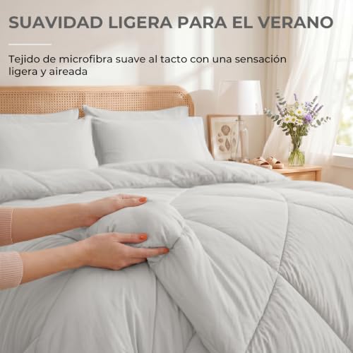 Edredón de verano de 135 x 200 cm microfibra transpirable lavable sin funda 3