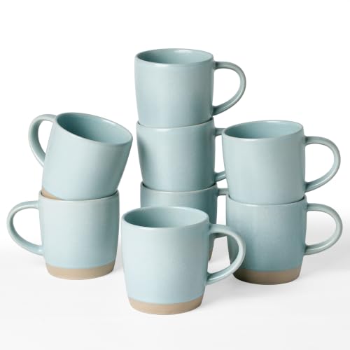 famiware Coffee Mugs Set of 8, Milkyway 13 oz Ceramic Cup Set with Handle