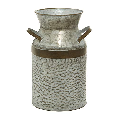 Deco 79 Metal Milk Can Decorative Jars, 8" X 7" X 12", Gray #TOP4