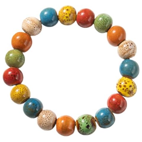 ZZQPSD Boho Hippie Jewelry for Women - Colorful Crystal Stretch Bracelets, Vintage Bohemian Colorful Bracelets (Round) Cover