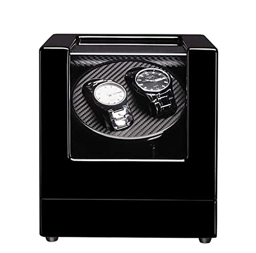 Remontoir montre automatique 2 slots fait main en cuir ébène noir