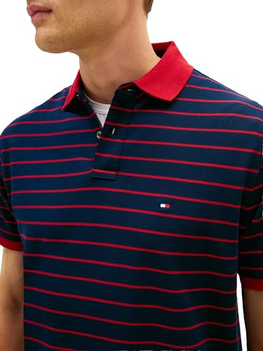 Image of Tommy Hilfiger Men's Short Sleeve Polo Shirts in Classic Fit with Stretch and Organic Pique Cotton