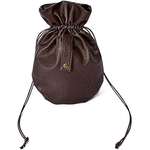 Haikyuu Medieval PU Leather Pouch Leather Drawstring Pouch Coin Purse Storage Renaissance Dice Bag (L, Brown) Cover