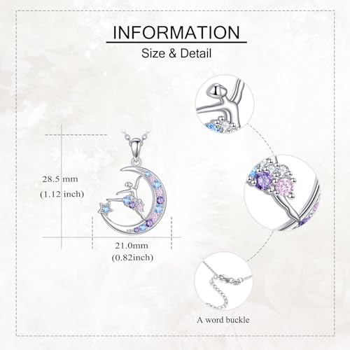 Ballerina Necklace 925 Sterling Silver Moon Ballet Necklace Ballet Dance Jewelry Gifts for Women4