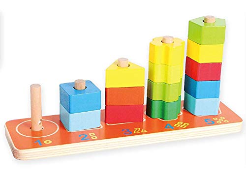 wooden Pack of 3 in 1 stacking tower toy for baby for boys and girls of 1.5,2,3,4 years old age- Multi color,Wood
