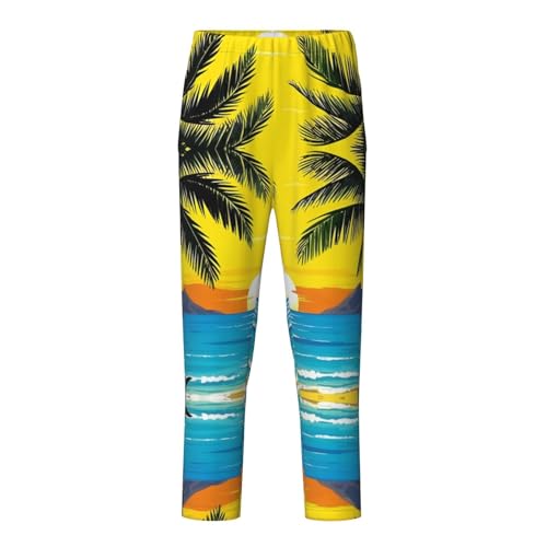 Pajama Pants Pajama Bottoms with Elastic Waistband Sleepwear Lounge PantsBeach Coconut Tree Painting