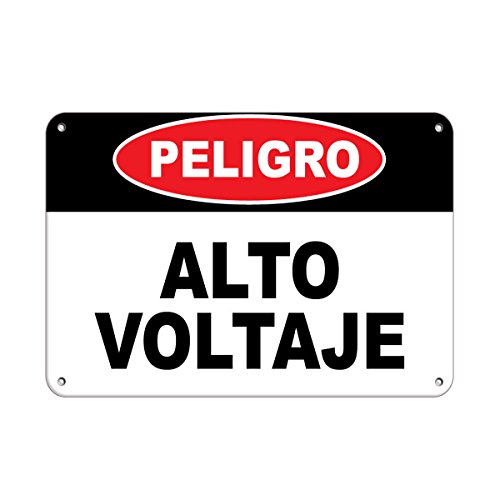 Peligro Alto Voltaje Style 2 Hazard Sign Hazard Labels Label Vinyl Decal Sticker Kit OSHA Safety Label Compliance Signs 8"