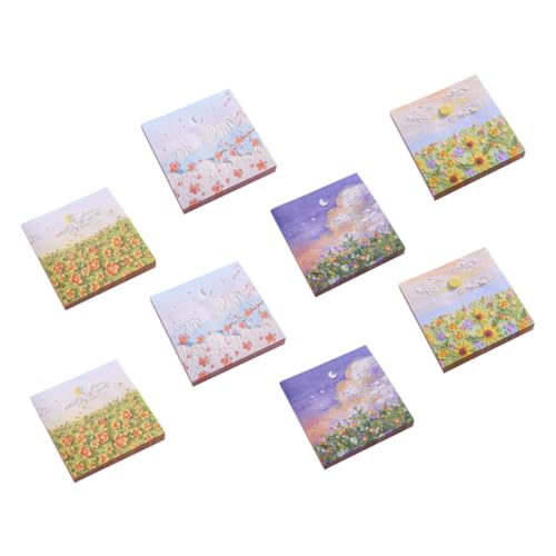 TEHAUX 8個油画風便利付箋紙冊 強粘着で書きやすいメモパッド 手帳やスケジュール管理に 小型コンパクト携帯用 学生やオフィス向け