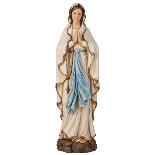 Estatua Virgen de Lourdes Católica 14.5" H Resina miniatura 1