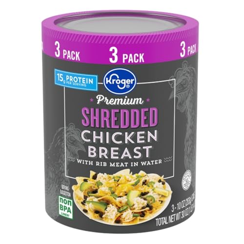 Shredded Chicken Breast Fully Cooked Ready to Eat High Protein 10 oz Pack of 3