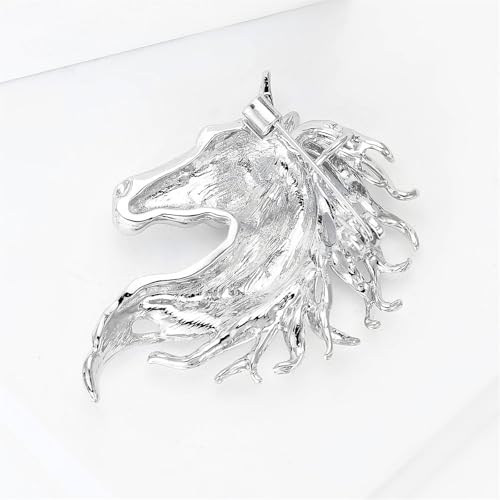 Image of Dreuyet Horse Brooch Pin Horse Racing Suit Lapel Pin for Women Men Rhinestone Antique Gold Horse Animal Brooch Clothing Outfits Accessory Jewelry