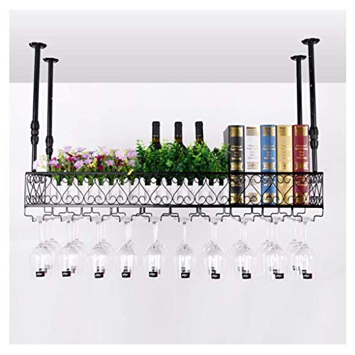 JFFFFWI Portabottiglie da Vino, portabottiglie in Metallo, Calotta montata a soffitto con Calotta portabicchieri Portabottiglie da Vino, portaoggetti per Esposizione, ristoranti, cucine, Bar