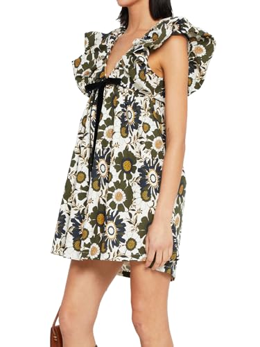 Image of Women's Summer Dress Floral V-Neck Sleeveless Casual Mini Dress Sundress