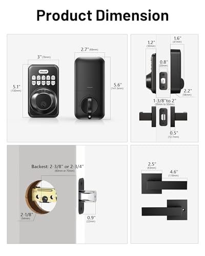 Image of Zowill Keyless Entry Keypad Deadbolt Lock with Handles, Matte Black | 20+ User Password, One-time Code, Auto Lock, Anti-Peeping Password, Low Battery Alert, ANSI Grade 3, for Front Door