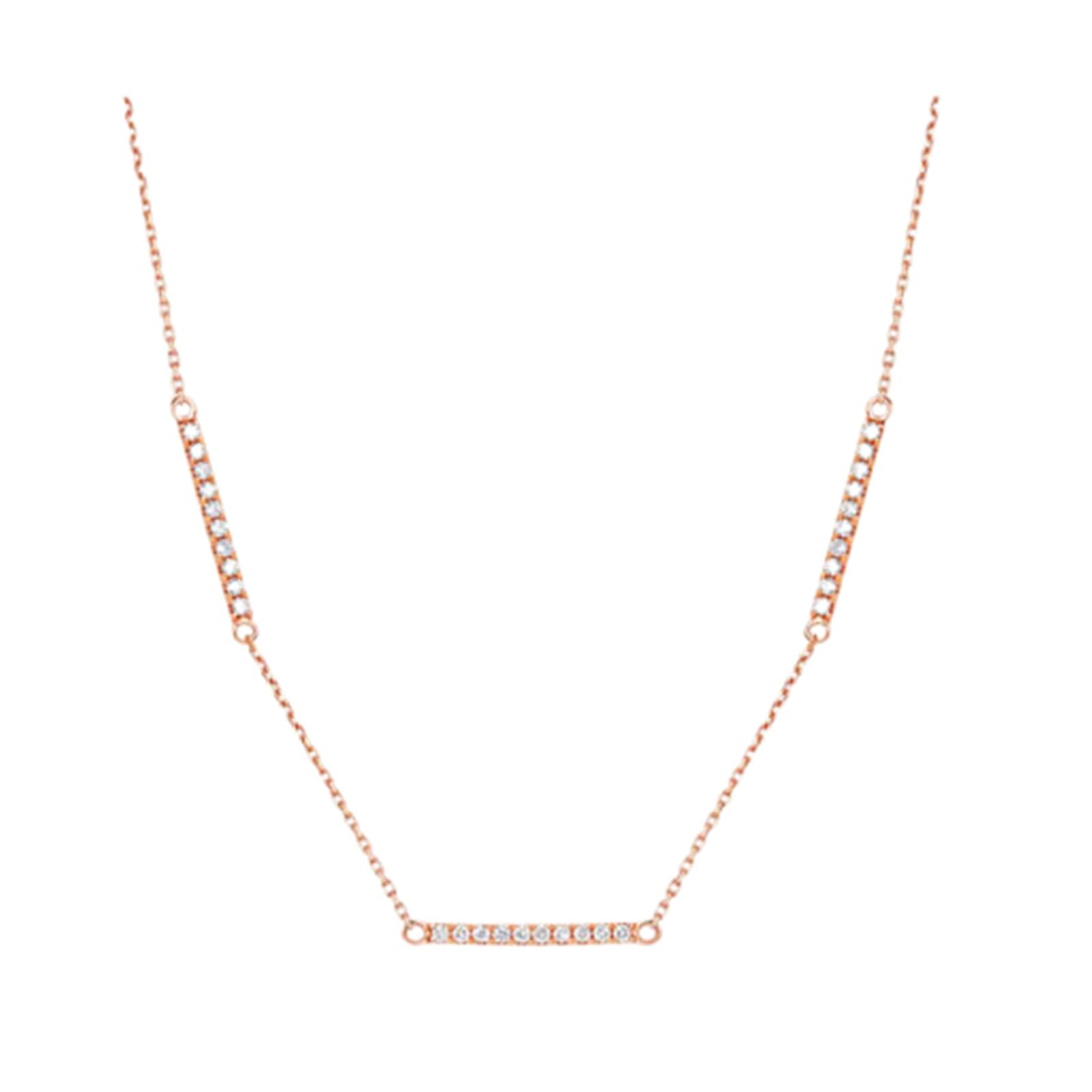 Collares para mujer, collar delicado de oro rosa de 9 quilates, 14 quilates y 18 quilates con diamantes de 0,16 quilates
