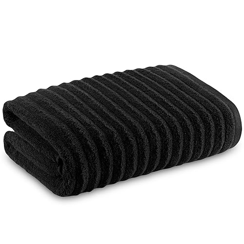 Towelogy Bamboo Extra Large Bath Towels (90x140cm, 1 Pack) - Highly Absorbent & Fast Drying Bath Sheets OEKO-TEX CERTIFIED (Black, 1)