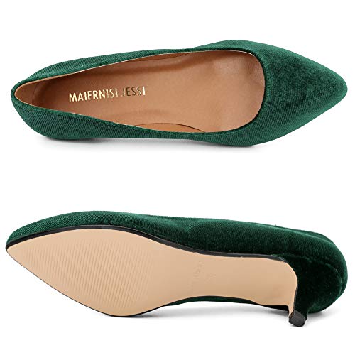 Image of MAIERNISI JESSI Unisex Men's Women's Pointed Toe Kitten Heel Pumps, 2 Inch Low Heel Office Dress Shoes