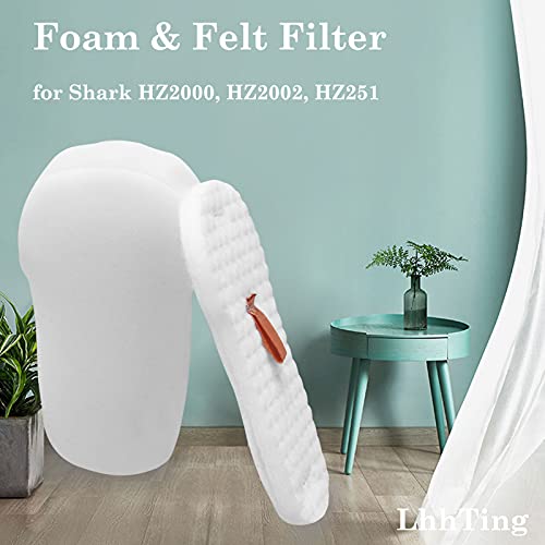 Image of 4 Pack Foam & Felt Filter Kit Vacuum Filters, 1 Pack Soft Roller Replacement for Shark HZ2002 HZ2000 Vertex Ultralight DuoClean PowerFins Stick Vacuum, for Part XFFKHZ2000, 125CU2002