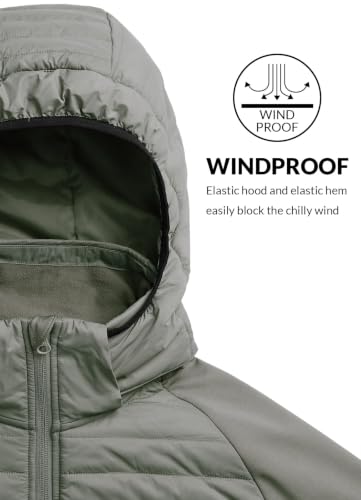 Image of baleaf Men's Running Jacket Lightweight Warm Up Puffer Jacket Hybrid Thermal Hiking Golf Insulated Coat Thumble Hole
