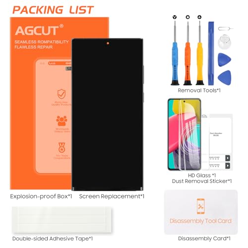 Image of AMOLED for Samsung Galaxy S22 Ultra 5G Screen Replacement for Samsung S22 Ultra 5G LCD Display Touch SM-S908U SM-S908E Screen Digitizer Replacement Assembly Black with Frame(with Fingerprint)