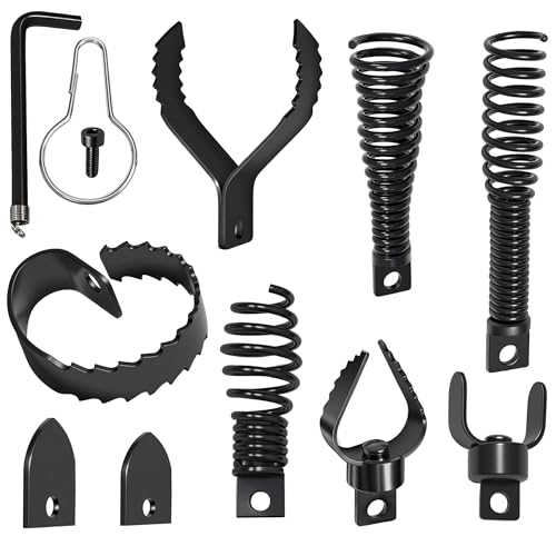 9 PCS Drain Snake Drill Attachment,Drain Cleaner Combination Cutter Head,Root Cutter For Drain Cleaning,Used in 50ft-100ft Ac Drain Cleaning Machine,for 5/16” To 3/4” Drain Snake Cables